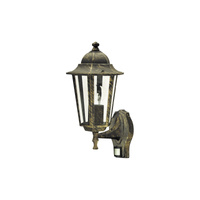 Lampa Ogrodowa Zewnętrzna Kinkiet Elewacyjny LED E27 IP43 z Czujnikiem Ruchu Złoty Klasyczny Velence Rabalux