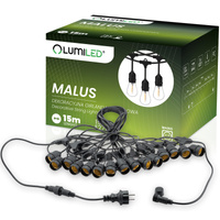 Girlanda Ogrodowa Zewnętrzna MALUS Łańcuch Świetlny 15m 15x E27 LUMILED