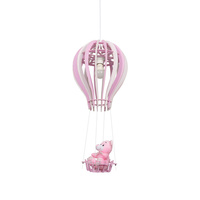 Lampa wisząca BALONIK 1xE27 60W Dziecięca Balonik Miś Różowa MLP6426 Milagro Metal + Drewno