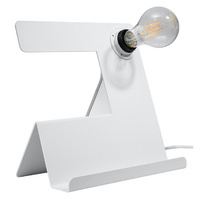 Lampa Biurkowa Stojąca Stołowa Nocna E27 Nieregularna Biała Industrialna Incline Sollux