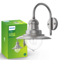 Kinkiet Ogrodowy Lampa Elewacyjna Zewnętrzna LATARNIA E27 IP44 Szara Raindrop Philips