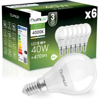 6x Żarówka LED E14 Kulka P45 5W = 40W 470lm 4000K Neutralna 180° LUMILED