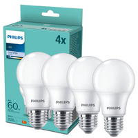 4PAK Żarówka LED E27 A60 9W = 60W 806lm 4000K Neutralna Mleczny PHILIPS 