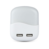 Lampka orientacyjna Lampka nocna LED 0.45W 3000K Z czujnikiem zmierzchu i portem USB Kwadratowa Biała Samsung Chip VT-84 V-TAC