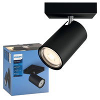 Lampa Ścienna Kinkiet GU10 Czarna Kosipo Philips
