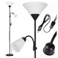 Lampa Podłogowa Oprawa Stojąca 2- Punktowa E27 E14 Czarna Mleczna Kobi