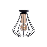 Lampa sufitowa żyrandol WILL 1x E27 LOFT Czarna Metal + drewno Milagro