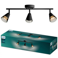 Lampa Sufitowa Reflektor Natynkowy 3x GU10 Czarna Cleft Philips