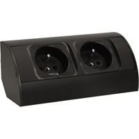 Gniazdo Podwójne Meblowe Elektryczne Narożne Natynkowe Listwa Podszafkowe Czarne ORNO