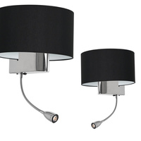 Lampa Ścienna Kinkiet CASINO Czarna Chrom 1xE27 + 1W LED Milagro