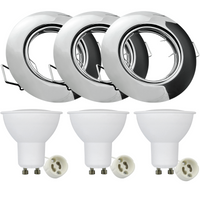 Zestaw 3x Oprawa halogenowa ruchoma GOLDLUX (Polux) okrągła chrom + żarówka LED GU10 3,5W