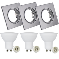 Zestaw 3x Oprawa halogenowa ruchoma GOLDLUX (Polux) kwadratowa czarna + żarówka LED GU10 3,5W