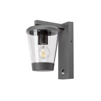 Lampa Ogrodowa Zewnętrzna Kinkiet Elewacyjny LED E27 IP44 z Czujnikiem Ruchu i Zmierzchu Antracyt Klasyczny Savano Rabalux