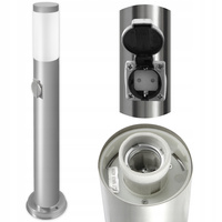 Lampa Ogrodowa Zewnętrzna E27 SREBRNY SŁUPEK 65cm z Gniazdem 230V