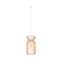 Lampa Sufitowa Wisząca E27 Biała Drewno Skandynawska KYMI A 10570 Nowodvorski