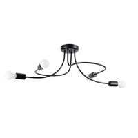 Lampa Sufitowa Oprawa Natynkowa Wisząca Zwis 4x E27 Żyrandol Nieregularna Czarna Industrialna Levar Sollux