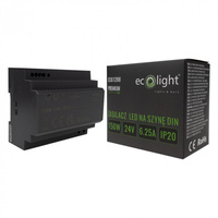 Zasilacz na Szynę DIN do Taśm LED 150W 24V 6.25A IP20 PREMIUM Ecolight