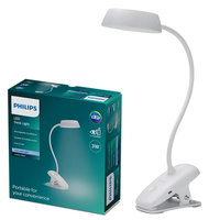 Lampka Biurkowa LED 3W 175lm 4000K USB Klips Biała Donutclip DSK201 Philips