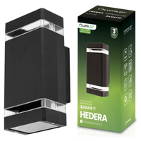 Lampa Ogrodowa Kinkiet Elewacyjny góra dół GU10 Czarny HEDERA LUMILED