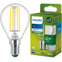 Żarówka LED E14 Kulka P45 2.3W = 40W 485lm 210lm/W 4000K Neutralna 300° KLASA A UltraEfficient Philips
