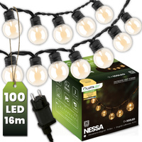 Girlanda Ogrodowa Zewnętrzna Łańcuch Świetlny 16m 100x LED 3000K NESSA LUMILED