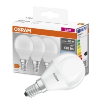 3x Żarówka LED P45 Kulka E14 4.9W = 40W 470lm 4000K Neutralna 150° BASE Osram