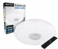 Plafon LED sufitowy łazienkowy 24W 3000-6500K Biały Okrągły Diament 39cm + Pilot