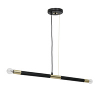 Lampa wisząca BASTONE 2xE14 Prosta Forma Minimalistyczna Czarna Złota MLP6563 Milagro Metal