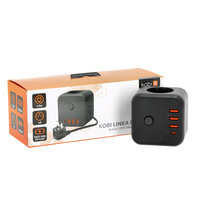 Rozgałęźnik KOBI LINEA PRO CUBE 3x230V Uziemienie Wyłącznik + 4xUSB Czarny