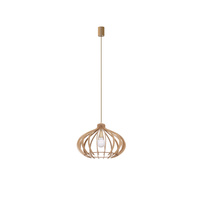 Lampa Sufitowa Wisząca E27 Beżowa Drewno Skandynawska IKA D 4174 Nowodvorski