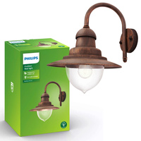 Kinkiet Ogrodowy Lampa Elewacyjna Zewnętrzna LATARNIA E27 IP44 Brązowa Raindrop Philips