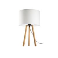 Lampa Stołowa Biurkowa Nocna TOKYO Abażur Biało-Drewniana Buk Skandynawska E27 5290 TK Lighting