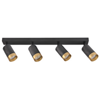 Oprawa Ścienno-Sufitowa Reflektor Punktowy 4x GU10 Czarna Złota ARRAS Sanico Goldlux