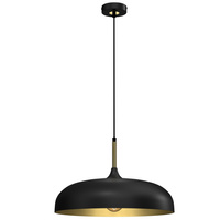 Lampa Wisząca Sufitowa LINCOLN Czarna Złota 1xE27 45cm Milagro
