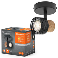 Lampa LED Ścienna Sufitowa Kinkiet Oprawa Natynkowa 3.4W 230lm 3000K Ciepła Ściemnialna Dekoracyjna Czarny Spot Cork Ledvance