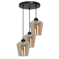 Lampa wisząca SANTIAGO 3xE27 Klosz Bursztynowe Szkło MLP6613 Metal + Szkło