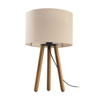 Lampa Stołowa Biurkowa Nocna TOKYO LINEN Abażur Beżowo-Drewniana Buk Skandynawska E27 5291 TK Lighting
