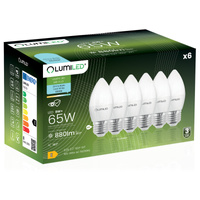 6x Żarówka LED E27 Świeczka B35 8W = 65W 880lm 6500K Zimna 180° LUMILED
