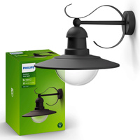 Kinkiet Ogrodowy Lampa Elewacyjna Zewnętrzna LATARNIA E27 IP44 Czarna Topiary Philips