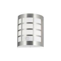 Lampa Ogrodowa Zewnętrzna Kinkiet Elewacyjny E27 IP44 z Czujnikiem Ruchu Chrom Nowoczesny Sevilla Rabalux