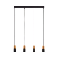 Lampa Sufitowa Wisząca ELIT BLACK/WOOD Listwa Czarna Drewniana Nowoczesna 4xGU10 6311 TK Lighting