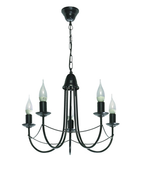 Żyrandol świecznikowy lampa wisząca świecznik Nikozja czarny 5x E14 Metal Lampex łańcuch