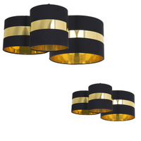 Lampa Sufitowa Natynkowa PALMIRA Czarna Złota 3xE27 Milagro