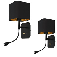 Lampa Ścienna Kinkiet NAPOLI Czarna Złota 1xE27 + 1W LED Milagro
