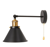 Lampa Ścienna Czarno-Złota E27 Kinkiet Metalowy Klosz Ruchoma z Łańcuszkiem Loftowa