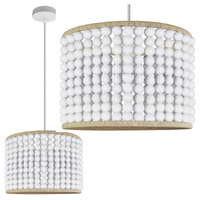 Lampa Wisząca Sufitowa RIBE 1x E27 Zwis Biała Drewno GOLDLUX (Polux)