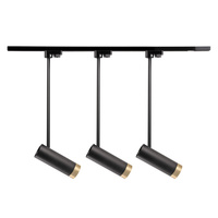 Zestaw Szynowy Szynoprzewód Szyna Listwa 1-Fazowa + 3x Reflektor GU10 Czarna Złota PORTO Sanico Goldlux