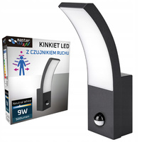 Kinkiet Ogrodowy Elewacyjny Lampa Zewnętrzna LED 9W 4000K IP54 z Czujnikiem Ruchu i Zmierzchu