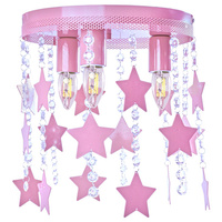 Lampa dziecięca sufitowa różowa Żyrandol dla dzieci Gwiazdki STAR 3x E27 Metal i kryształki Milagro