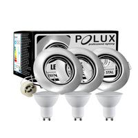 Zestaw 3x Oprawa halogenowa ruchoma GOLDLUX (Polux) okrągła nikiel + żarówka LED GU10 3,5W